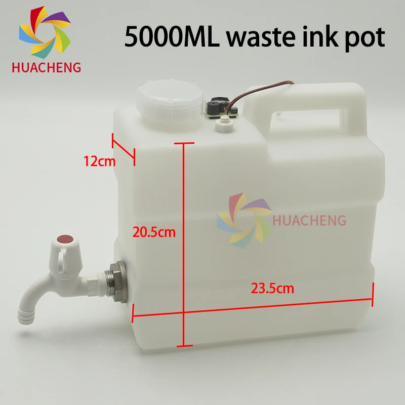 Garrafa de tinta com torneira de água Válvula de saída Sensor de alarme para impressora de grande formato Sistema de tinta a granel Cartucho de tanque 5L