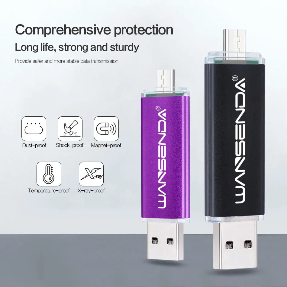 WANSENDA Chiavetta USB in metallo 32GB 64GB OTG Pen Drive per Android Mobile 16GB 128GB 256GB Pendrive Chiavetta USB Memory Stick Flash Disk