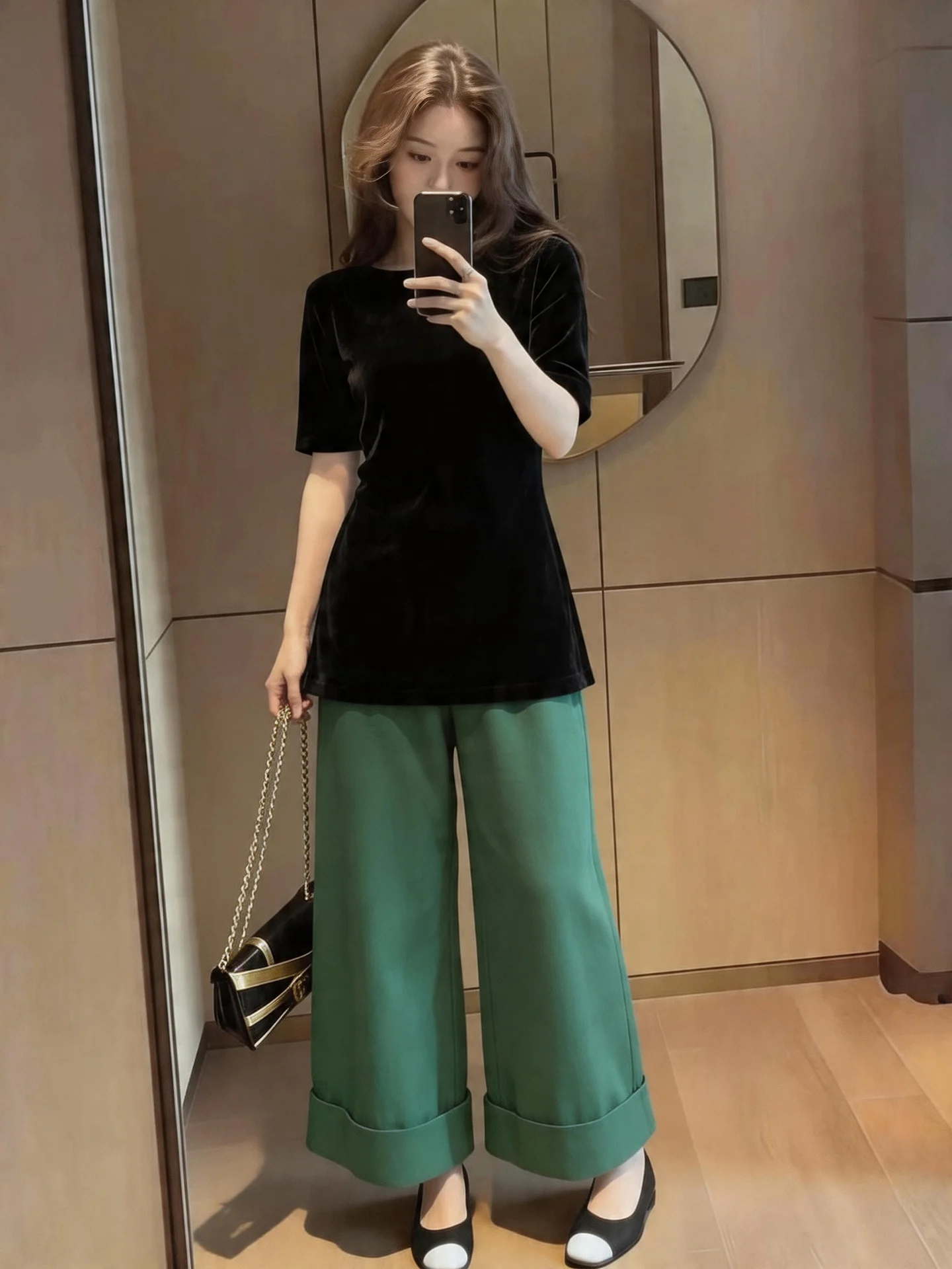 

Summer Salt Series Fashion Casual Set 2026 New Korean Style Slimming Split Mid-Sleeve Long Pants Two-Piece Set for Women