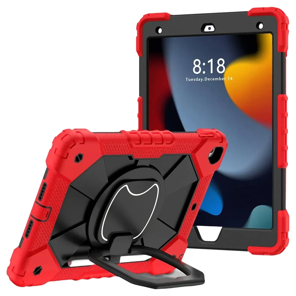 Etui na iPada 9. generacji 10,2 cala A2602 A2603 A2604 Pokrowiec na tablet dla dzieci Silikon +PC do iPada 8/7 generacji A2270 A2200 A2197 + pasek — zdjęcie 2