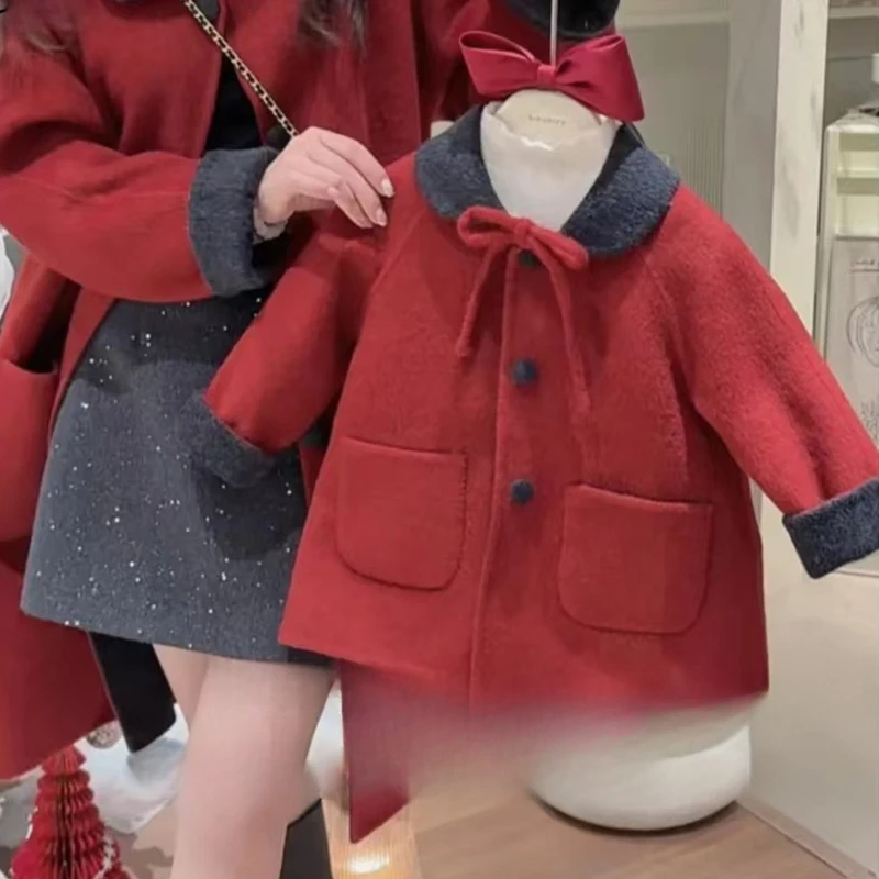 2025 Winter New Christmas Atmosphere High end Western Style Double Sided Woolen Coat