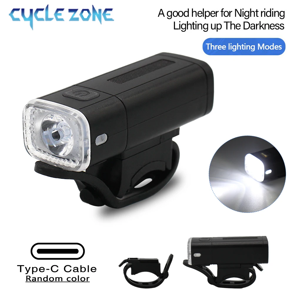 

Rechargeable Bike Front Light Bicycle Handlebar Headlight Flashlight 3 Lighting Modes MTB Cycling Safety Lamp for Night Riding