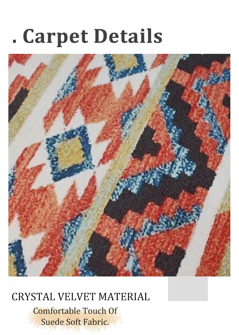 VIKAMA Vintage Bohe Kristall-Antirutsch-Teppich für Wohnzimmer, Schlafzimmer, große persische Teppiche, Sofamatten, Arbeitszimmer, Heimdekoration – Detail 2