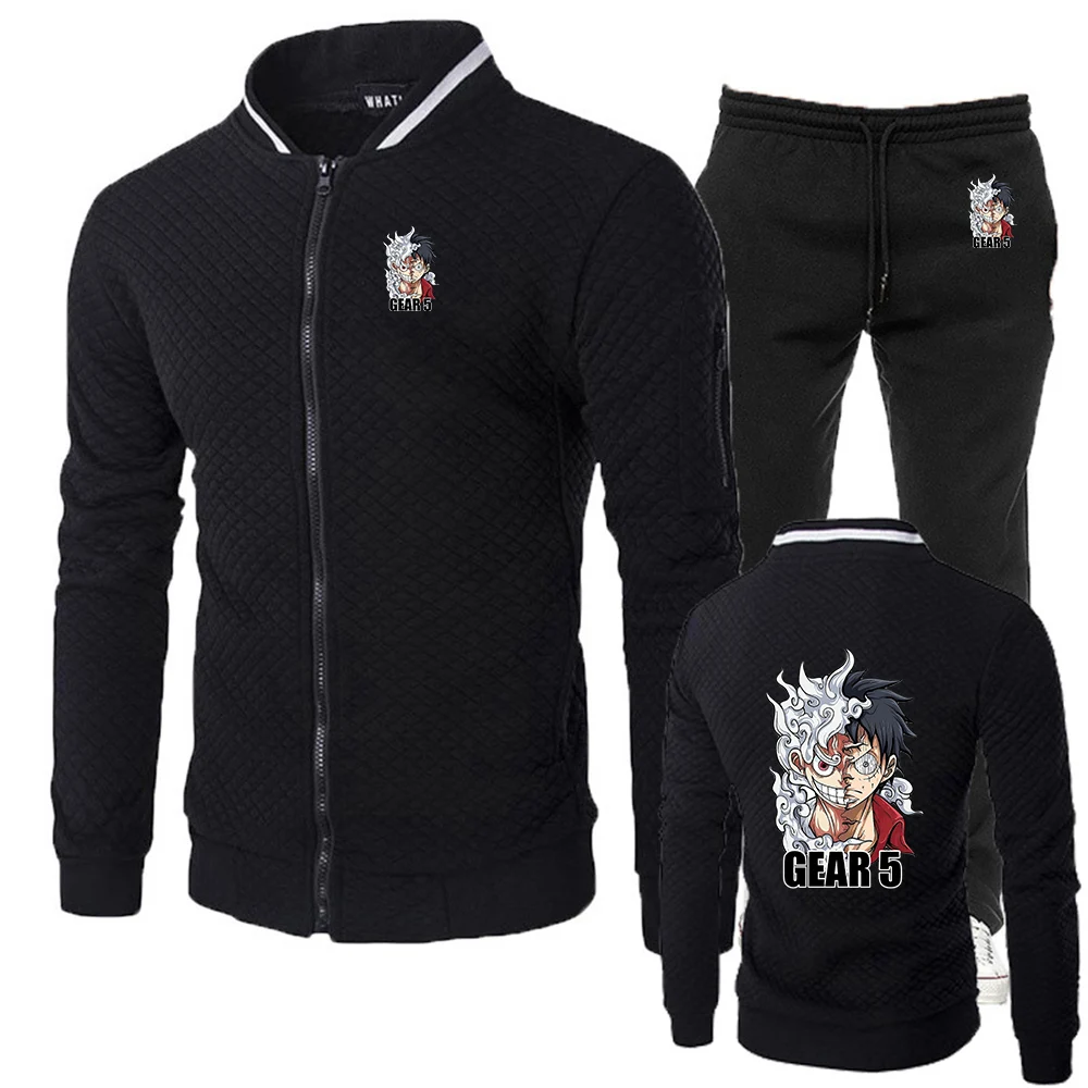 

Новый мужской спортивный костюм One Piece Luffy 2026: куртка на молнии с принтом Nika Gear 5 и брюки для весны и осени