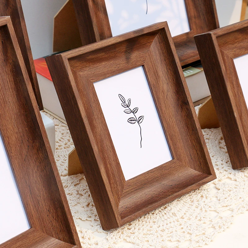 Wood Color Simple Photo Frame 5-10 Inch Widened Border Photo Decor Dual-use Models wall-mounted Home Decoration Ornaments