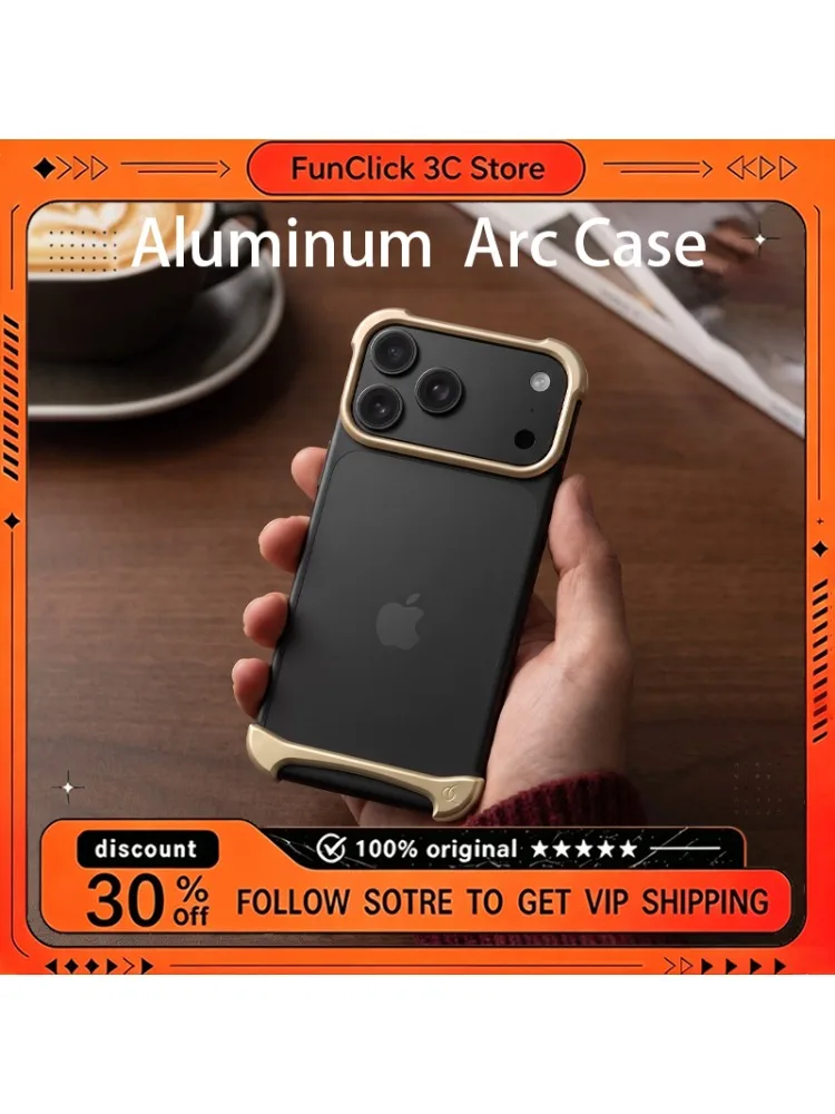 Aluminiowe etui ARC PULSE do iPhone 18 i 17 Pro Max, metalowe, z gumową warstwą, dwuwarstwowe, bezramkowe, ochronne etui na telefon. — 2