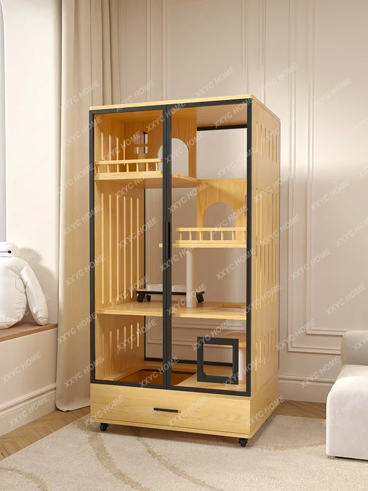 NN Cat Villa Space-Saving Indoor Cat House with Integrated Toilet for Small Apartments