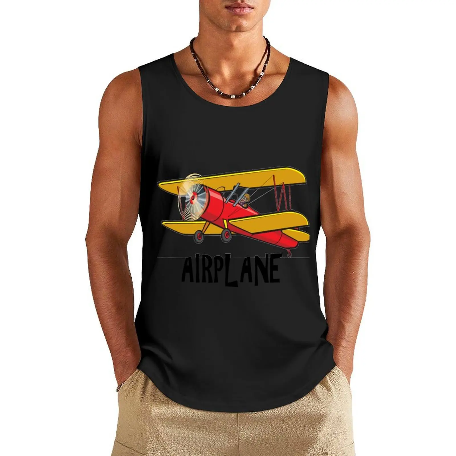 

AIRPLANE Tank Top t-shirts for Men's gym Male clothes sleeveless t-shirts for men
