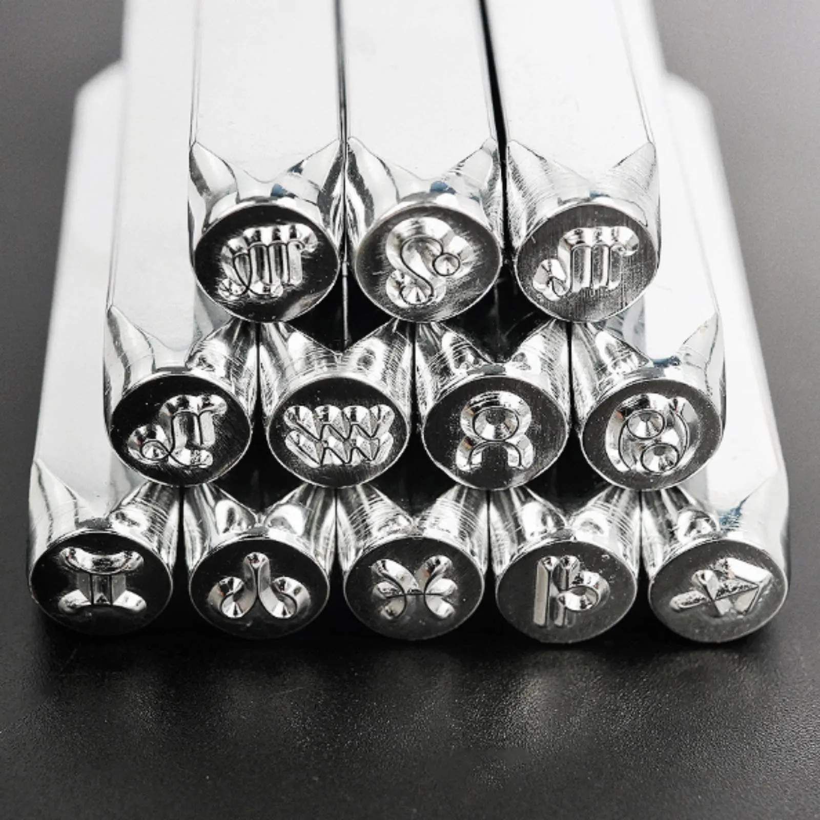 12 Pieces Astrological Punch Set Chrome Plated Symbol Stamping Tool Metal Logo Stamp High Hardness Jewelry Stamping Kit Custom view 4