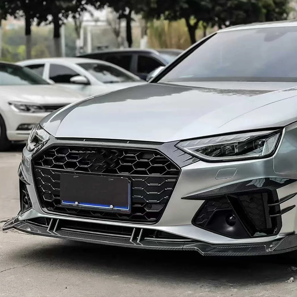 For Audi A4 S4 B9 TDI Sedan / Avant 2020 2021 2022 2023 2024 Front Bumper Canard Splitter Spoiler Air Knife Cover Trim