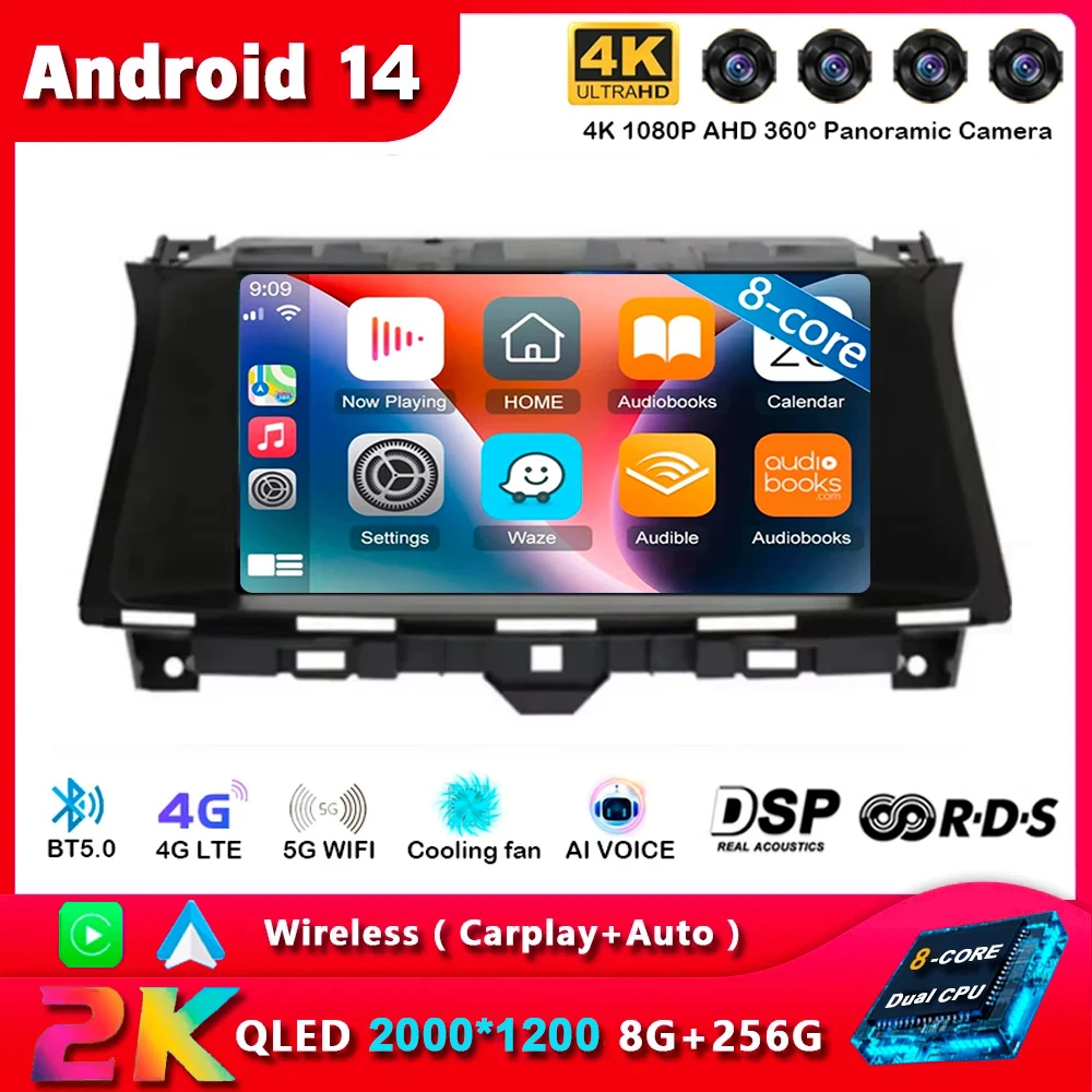 

Android 14 Carplay Auto For Honda Accord 8 Europe Spirior 2009-2013 Car Radio Stereo Multimedia Video Player 2din DSP Head Unit