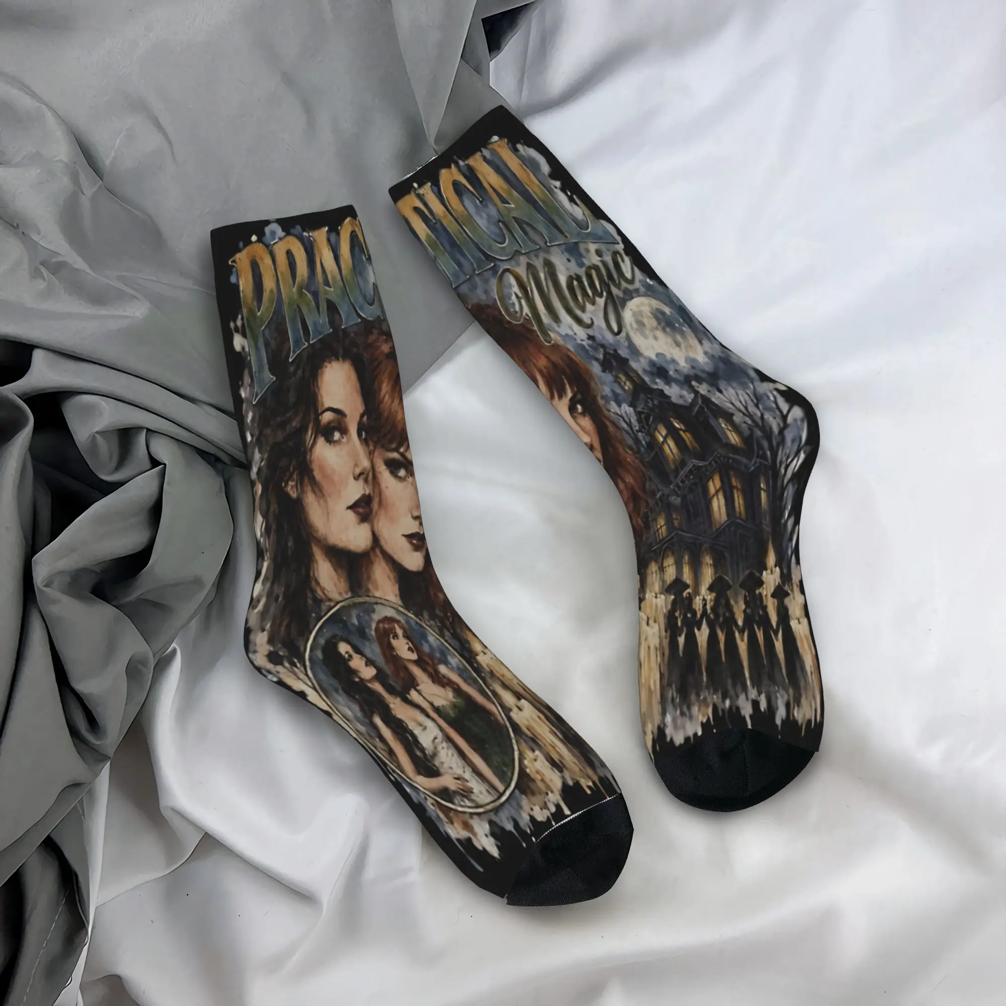 Fashion Women Men Crew Socks Practical Magic 2 Witch Sisters Gothic Witchcraft Haunted House Halloween Soft  Breathable Socks