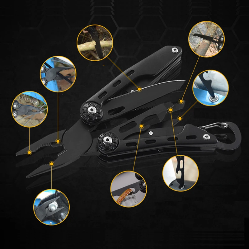 Multi-function Camping Tools Knife Outdoor Camping Survival Folding Pliers Scissors Hand Multitool Travel Tool Kit Wire Cutter