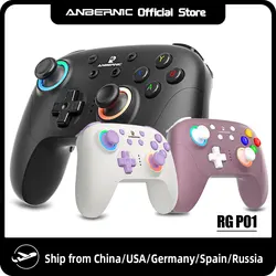 ANBERAlfred-Manette de jeu RG P01 sans fil, Bluetooth 5.3/filaire/2.4G, compatible avec Switch/PC/Steam/Android/IOS, joystick à effet Hall