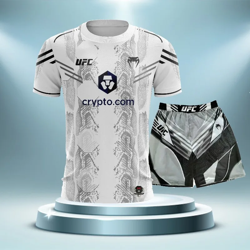 

New UFC Fighting Short Sleeved Shorts Men's MMA Boxing Training Fitness Set Octagonal Cage Free Fighting Sports Set T-shirt Set