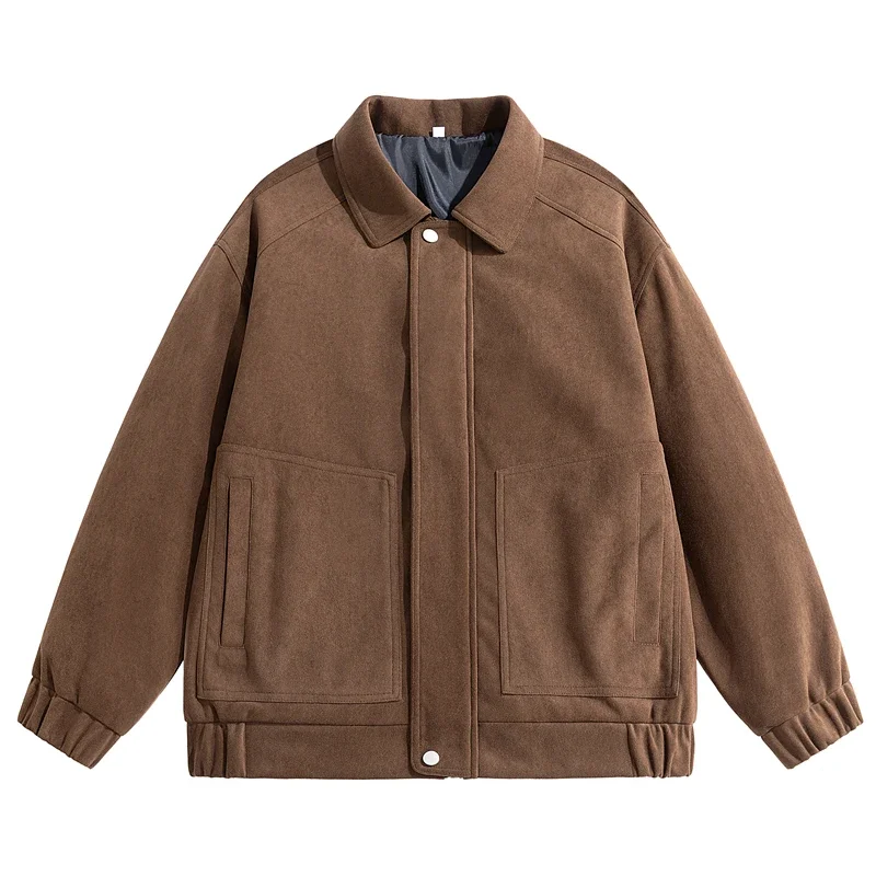 Winter Men Outdoor Fleece Jacket Casual Polar Fleece Cold-Proof Thickened Coat Baseball Jacket Solid Zipper Large Size 9911