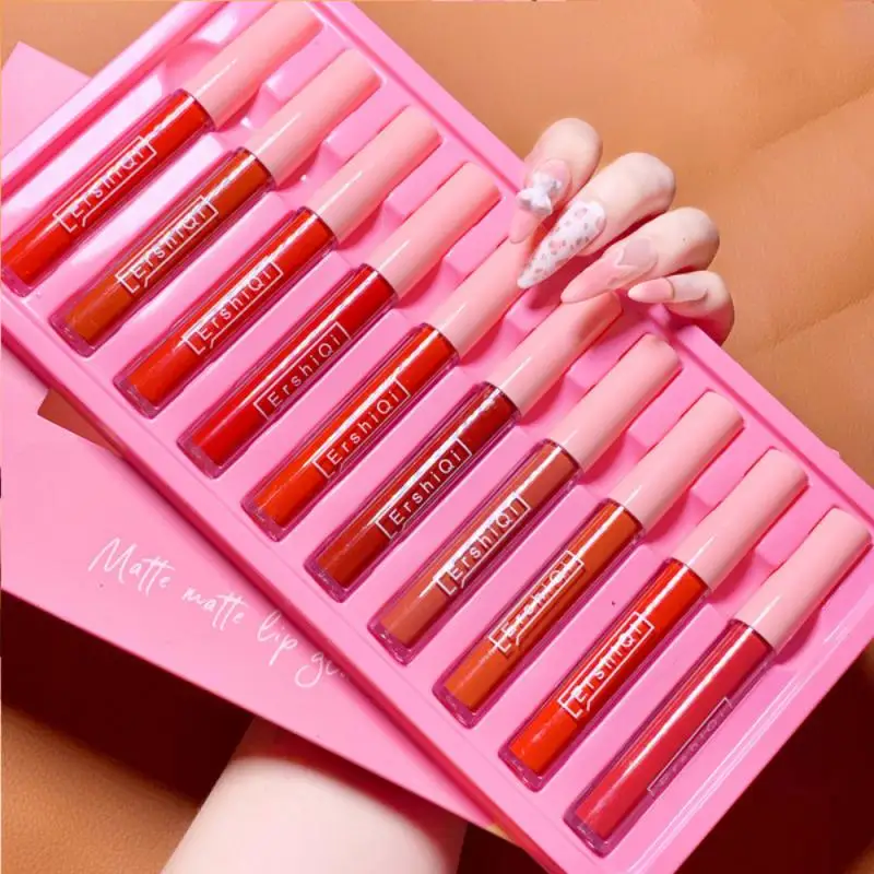 Lot Creative Cigarette Lipstick Set Long Lasting Waterproof Non-Stick Cup Matte Lip Glaze Red Lips Makeup NEW