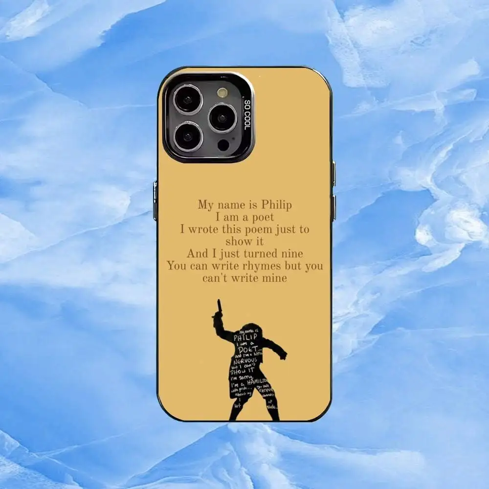 Custodia per telefono Hamilton M-Musical L-Lyrics per iPhone17,16,15,14,13,12,11 Plus,Pro Max Custodia per telefono Black Candy Silver