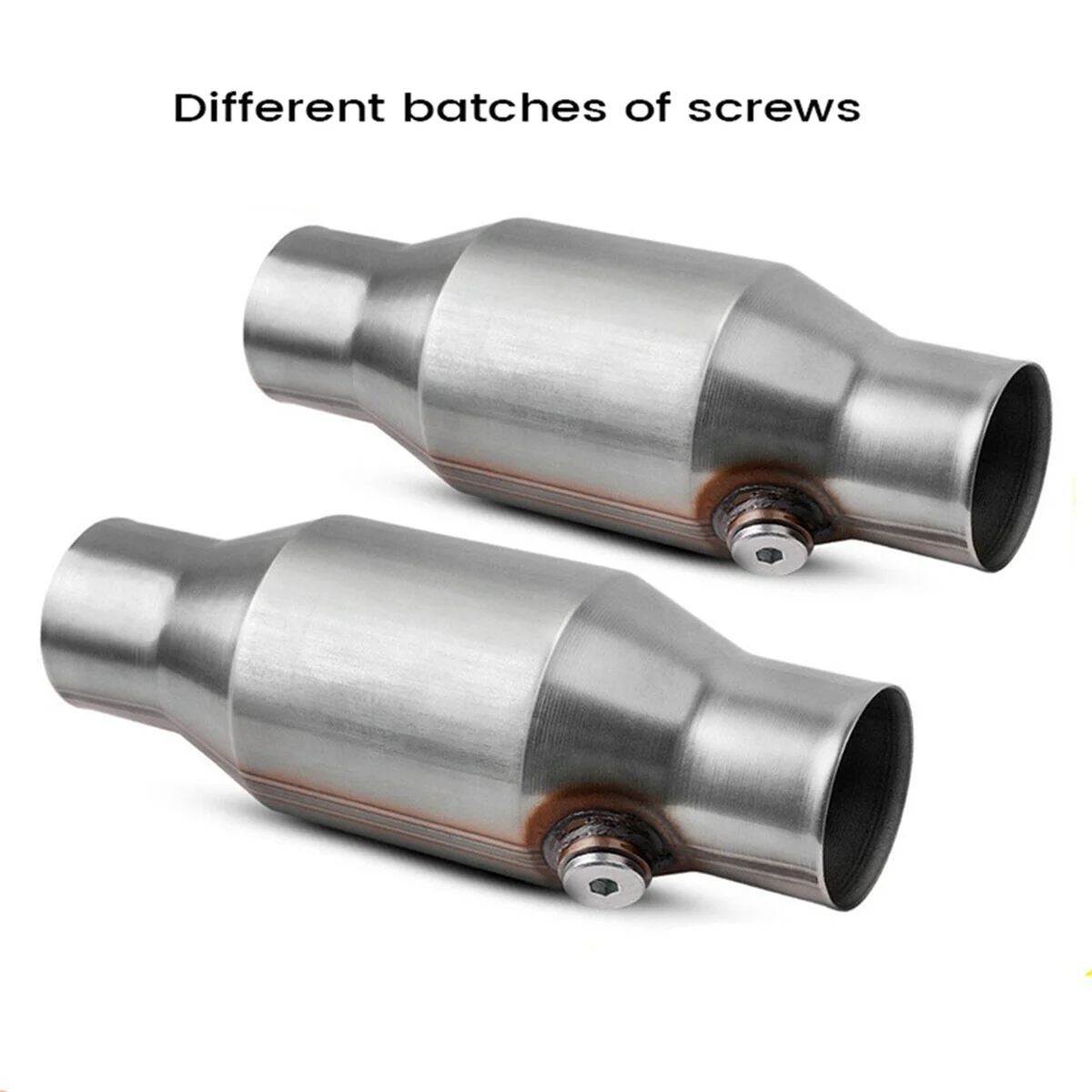 2Pcs 2.5Inch Spun Universal Catalytic Converter High Flow Stainless Steel 425250 Exhaust Catalytic