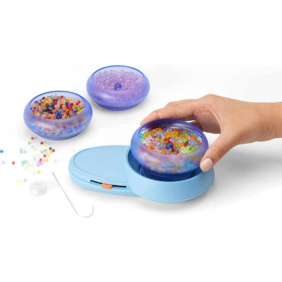 Electric Bead Spinner Kit Loader with Needles Adjustable Speed Quickly Spin Beading Bowl for Bracelets Waist Bead Seed Bead Tool