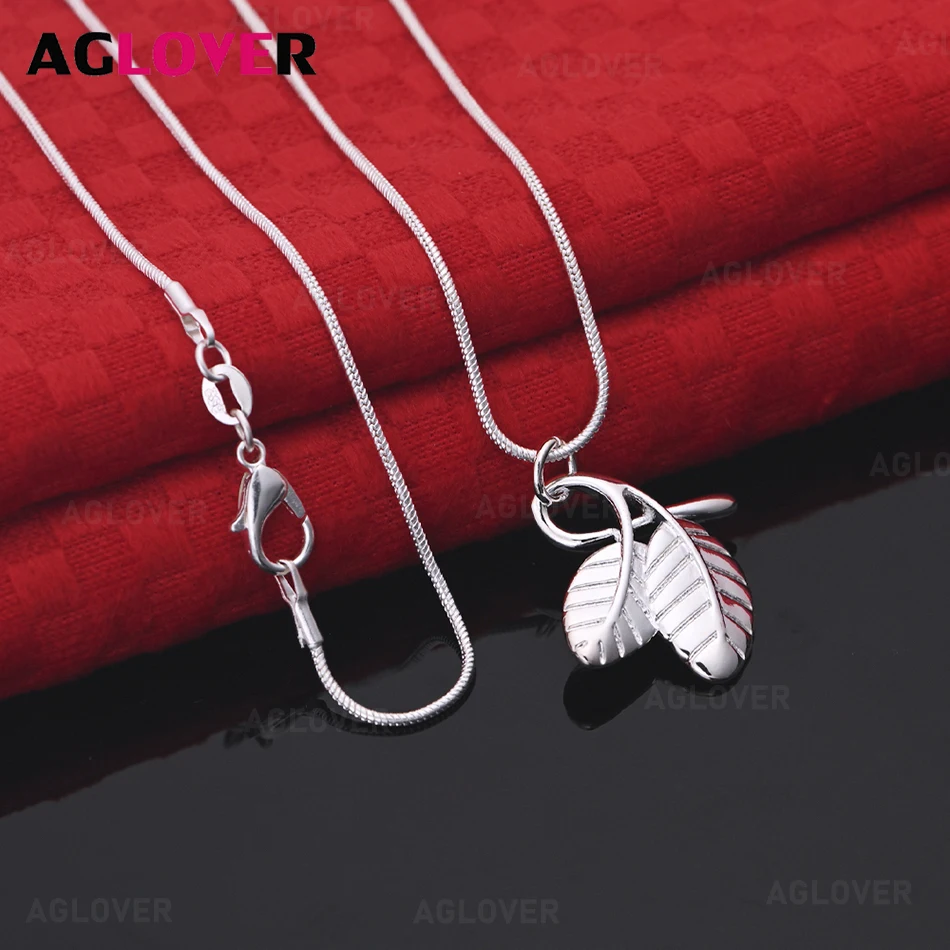 

AGLOVER 925 Sterling Silver Double Leaf Pendant Necklace Accessories Light Luxury Niche Women Valentine's Day Gift Jewelry