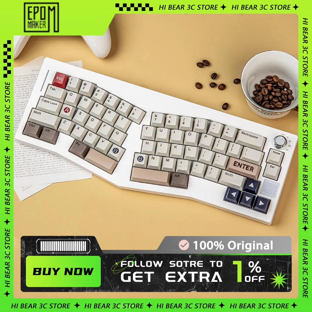 Epomaker Alice66 Keyboard QMK/VIA Three-Mode Rgb Knob E-Sports Gaming Keyboard Customized Pc Accessries For Desktop Gamer Gifts