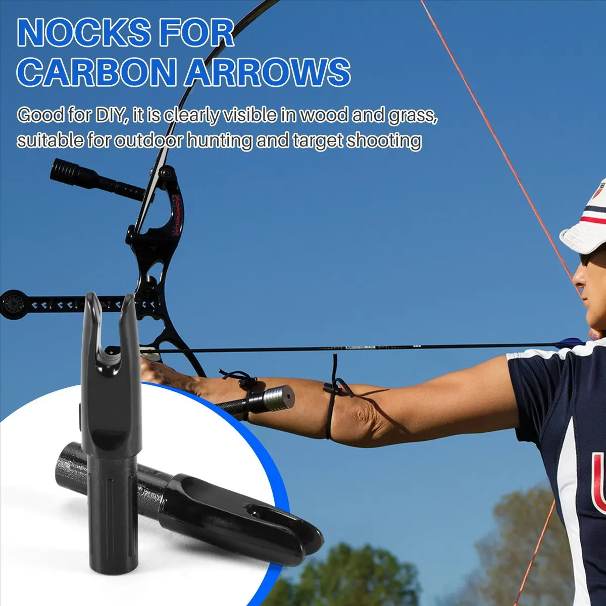 60 Pack Archery Arrows Nock ID 6.2mm Arrows Nocks Insert Tail for DIY Hunting Shootings Arrows Compound Recurve Bow-FABY view 6