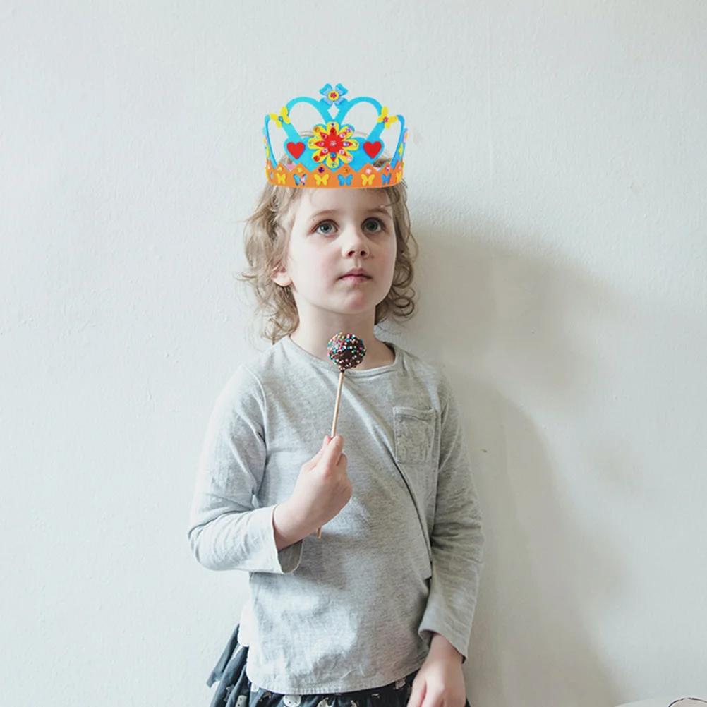 6Sets Princess Crown Hat DIY Craft Kit Creative Nonwoven Material Kindergarten Kids Party Decor Birthday Accessories
