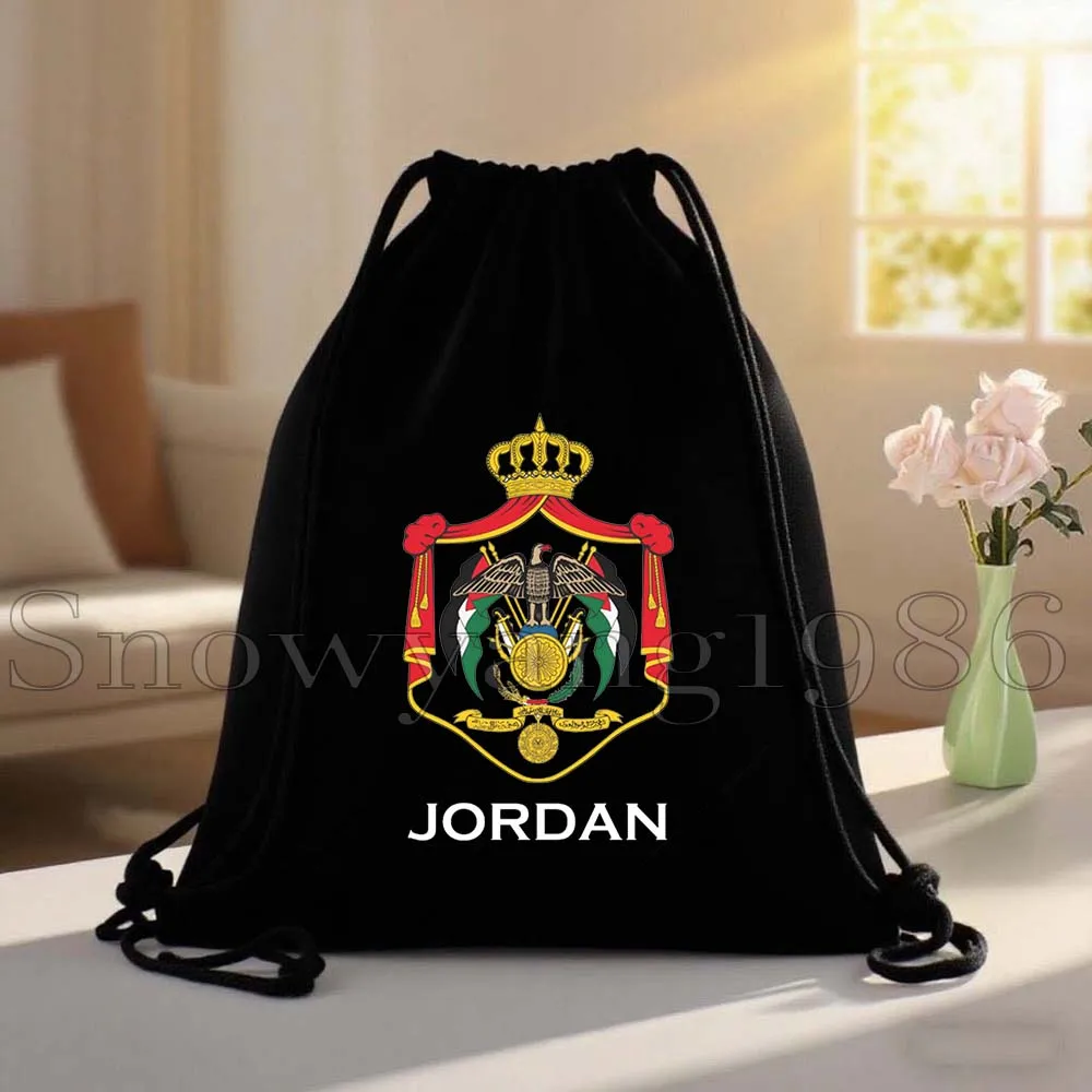 Petra Jordan Flag Map Travel Cute Gifts Canvas Drawstring Bags Soccer Backpack Gym Sackpack Gifts String Bag for Hiking Sports view 4