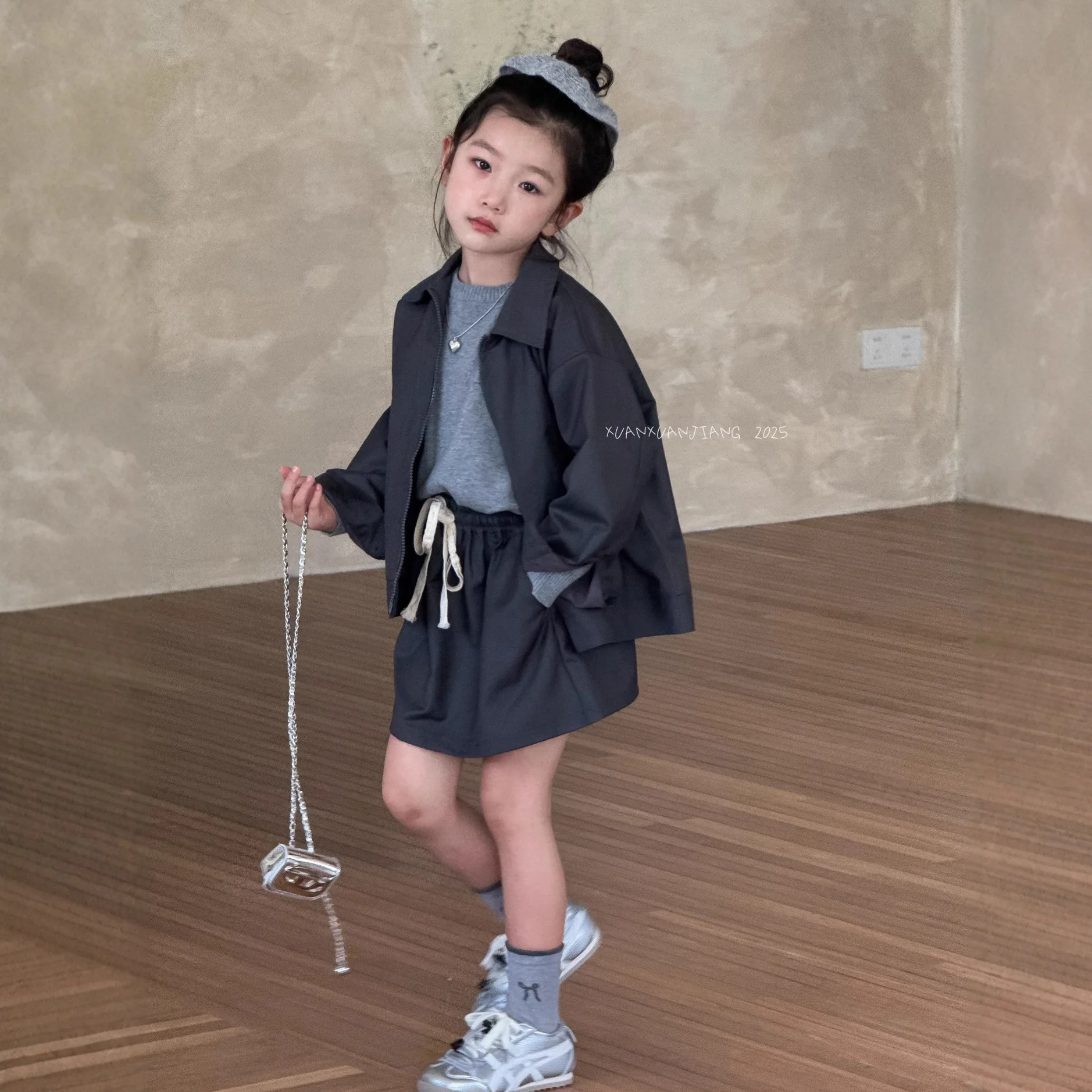 

Girls Suit 2025 Autumn New Children's Clothing Korean Style Girl Baby Temperament Retro Coat Short Skirt Two Sets Simple