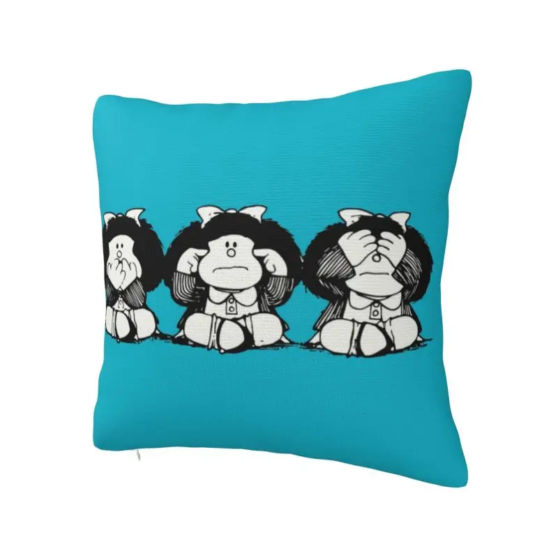 Luxury Humor Mafalda Cushion Cover 45x45cm Polyester Cartoon Manga Quino Pillow for Sofa Square Pillowcase Home Decor