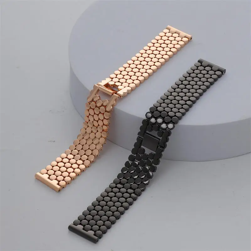 Luxury 22mm Stainless Steel Strap For Amazfit Bip 6 5 5 Unity/Pace/Cheetah Pro Bracelet For Amazfit Stratos/GTR 4 3 2 Metal Band
