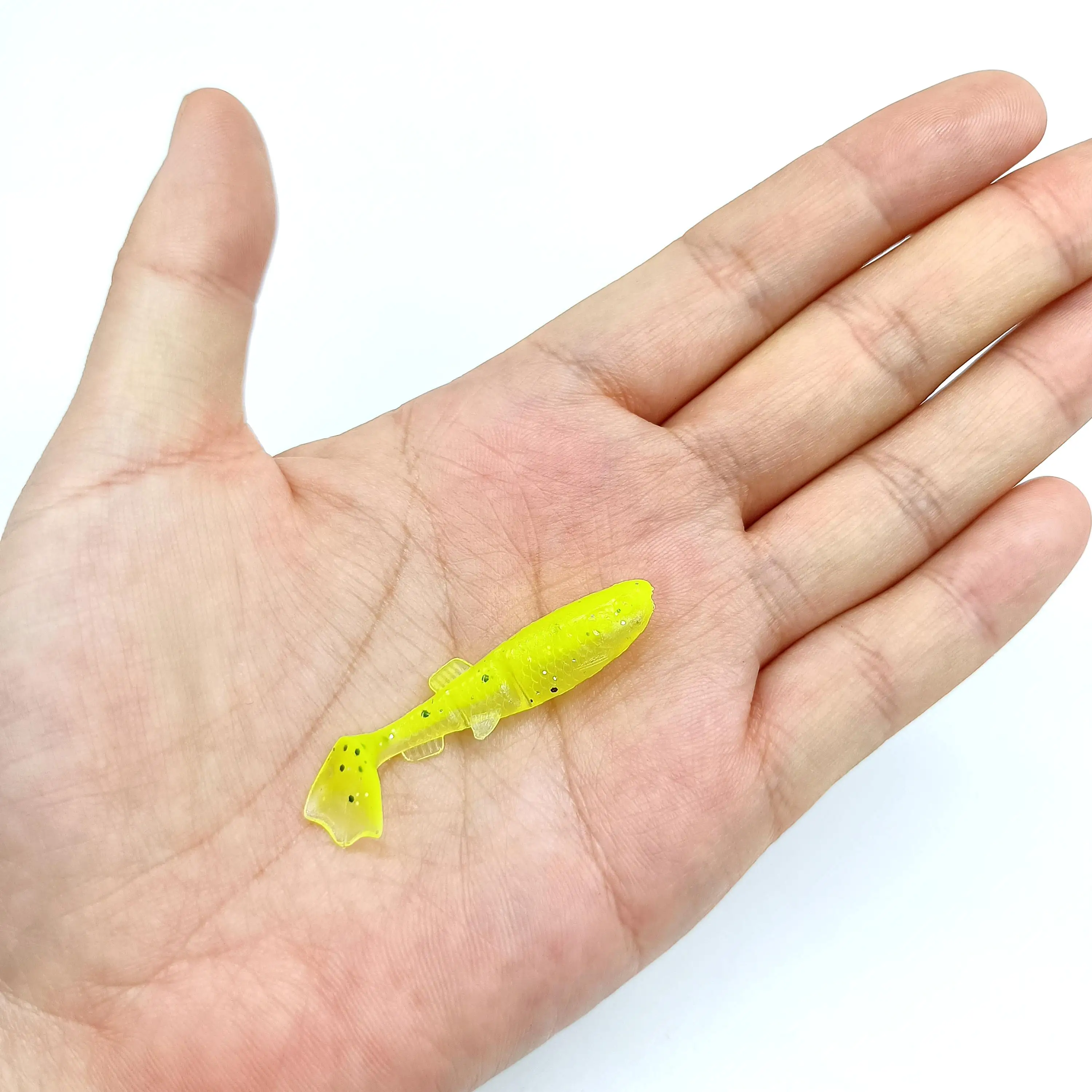 DUODUOYU 12PCS Mini T-Schwanz Weiche Angeln Locken 1g/40mm PVC Kleine Fisch Silikon Swimbait wobbler Für Hecht Bass Shad Angelgerät – Detail 8