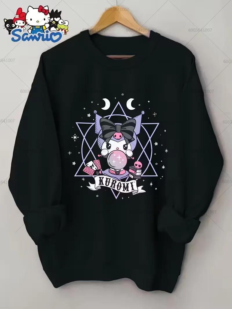 كورومي سانريو مرحبا كيتي البلوز هوديي الصوف النساء فتاة القطن عادية الخريف الشتاء Pompom بورين البلوز س الرقبة هودي