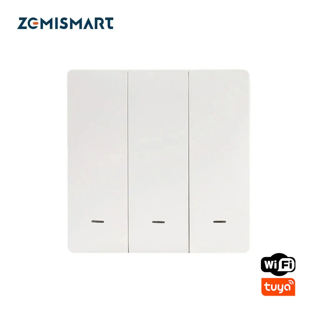 Zemismart WiFi Wall Push Switch Alexa Google Home Light Switches 1 2 3 gangs Physical Button Work with Tuya Smart Life APP