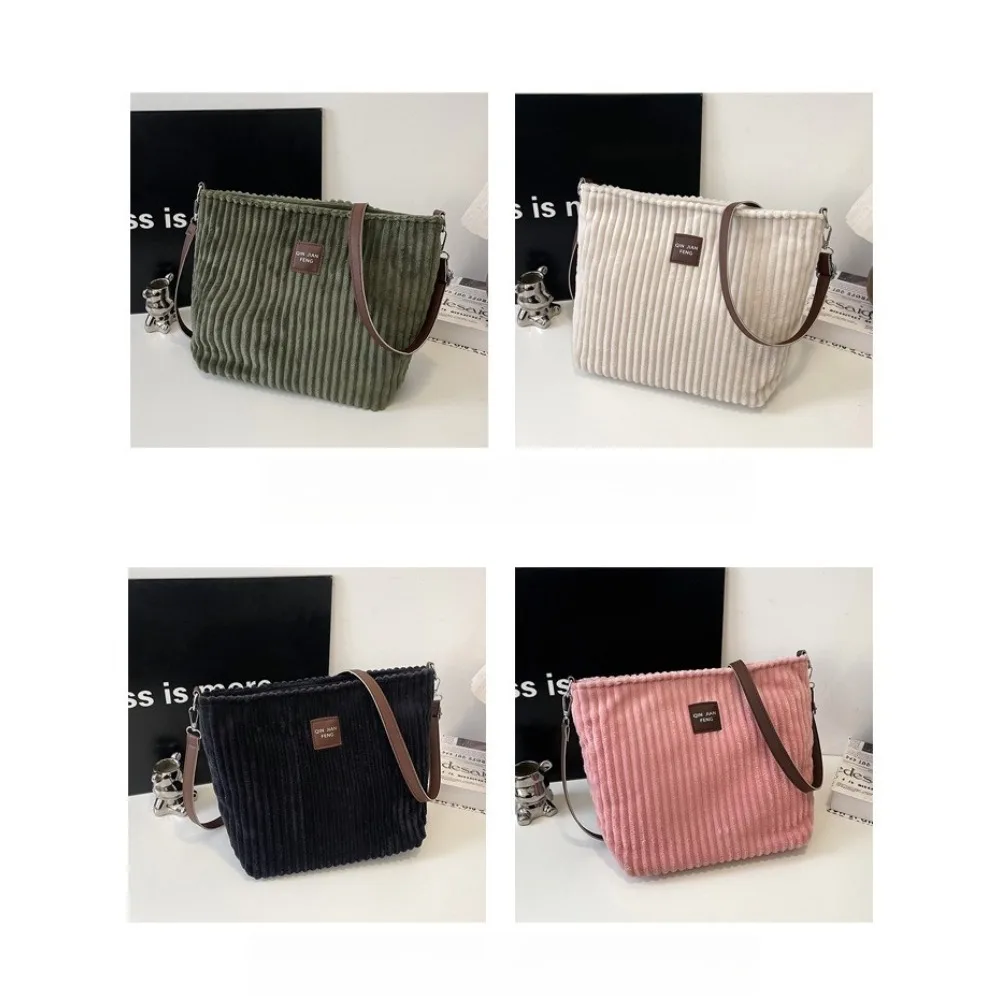 1pcs Corduroy Crossbody Bag for Women Simple Versatile Textured Shoulder Bag Daily Commute Fashion Bucket Bag Wholesale
