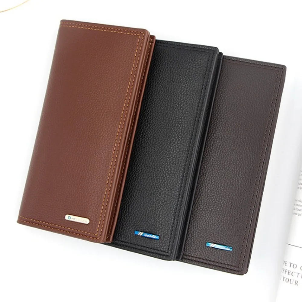 Portable PU Men's Long Wallet Zipper Waterproof Coin Pocket Handbag Multi-position Male Leather Purse Daily Use