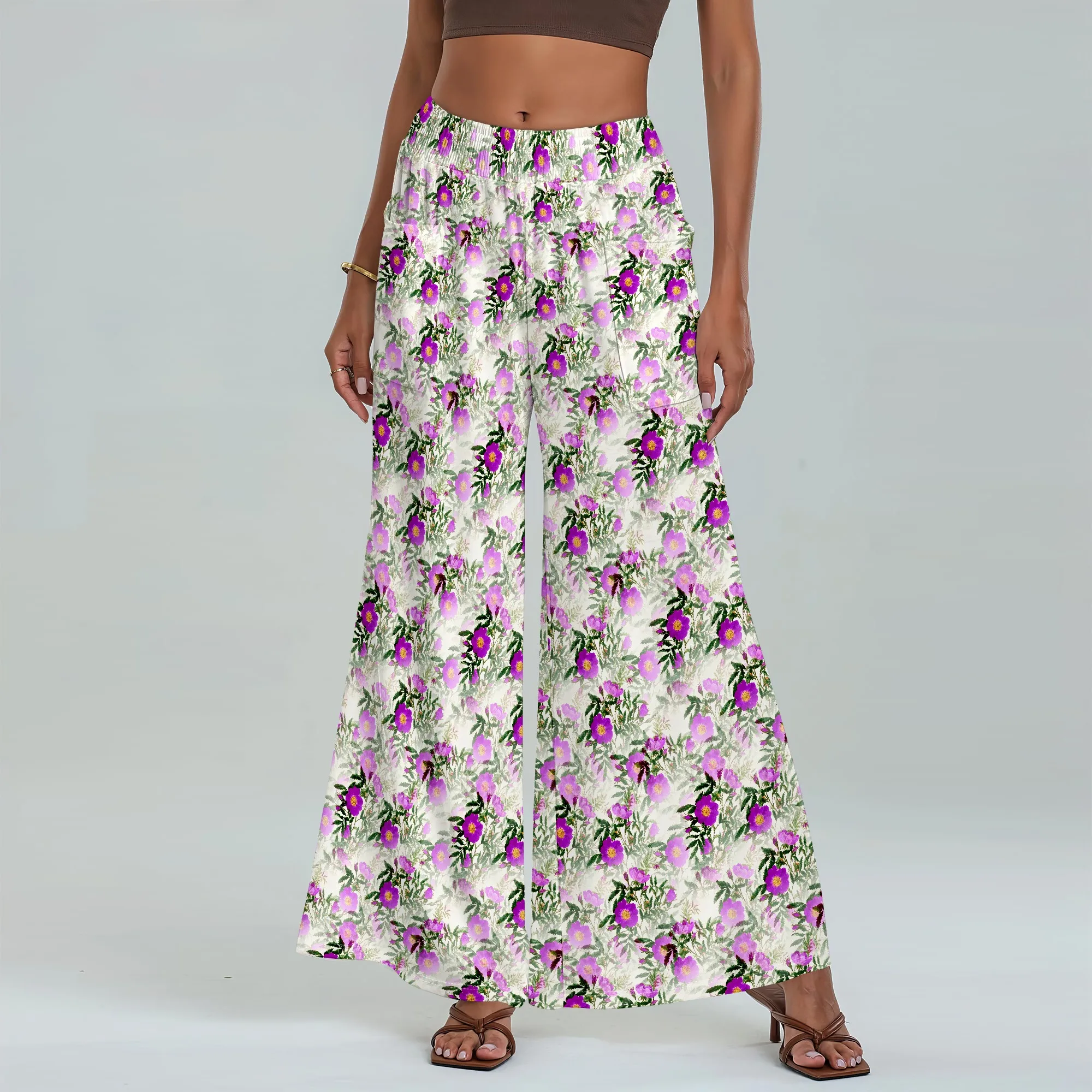 

Women's Wide Leg Pants with Pockets Floral Pattern for All Seasons Casual Comfort Holiday Travel Beach Party