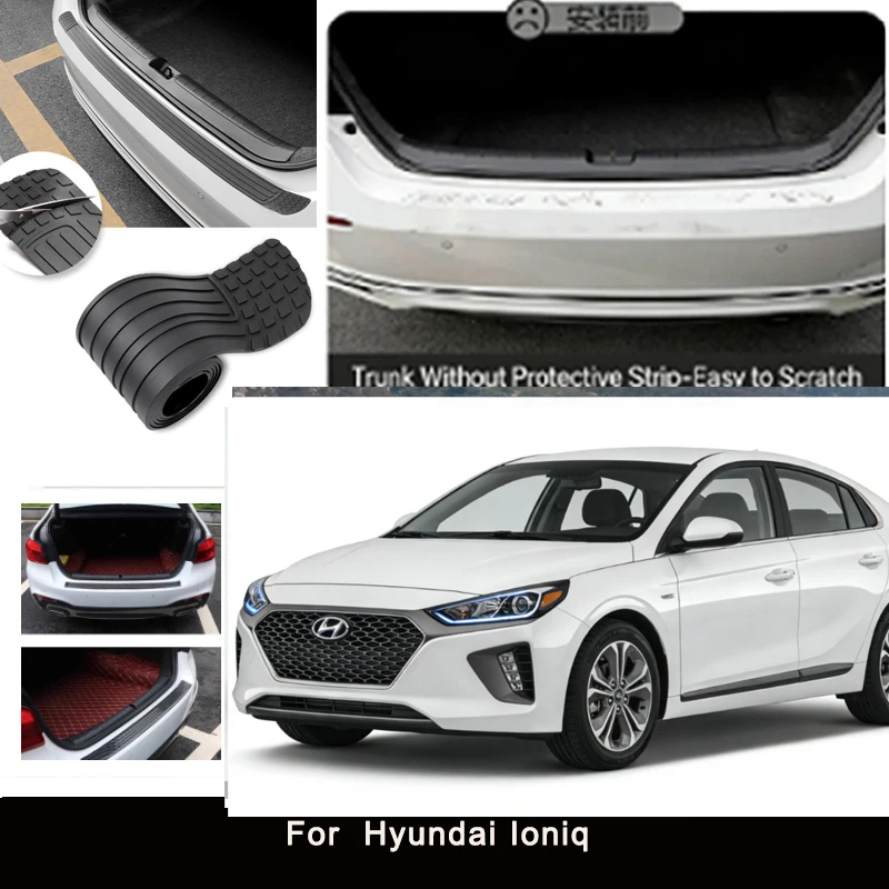 

For Hyundai Ioniq Rear Trunk Guard Plate Sticker Car Rear Bumper Trim Anti-Kicked Scratch Protector Sticker Strip