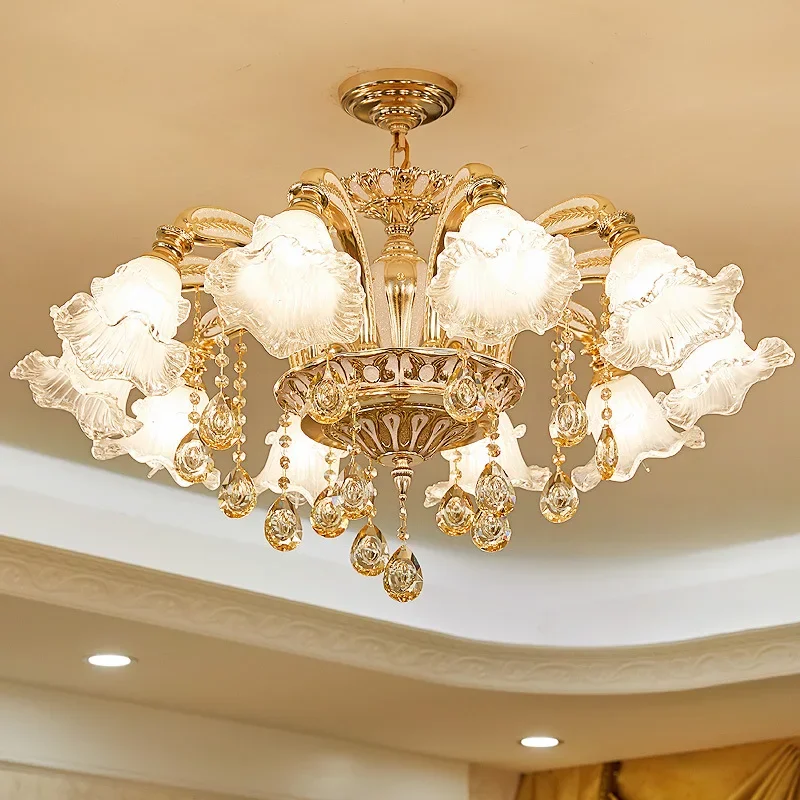 

Modern Parlor Large Crystal Ceiling Chandeliers Church Living Dining Room Pendant Lamps Led Lustre Fixture Lighting E14 Lamparas