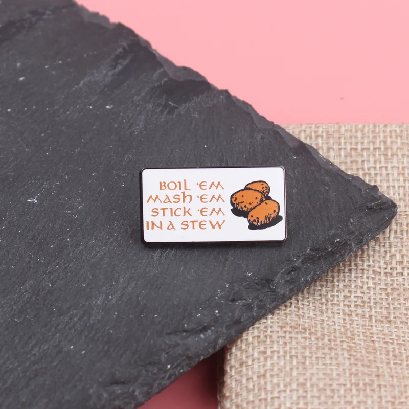The Lord of the Rings Potato Mashed and Stewed Brooch, Funny Badge Accessory.