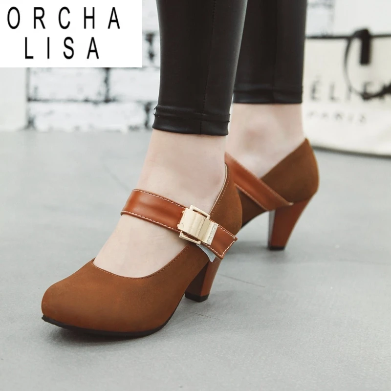 

ORCHA LISA Женские туфли-лодочки на высоком каблуке Janes 7,5 см, каблук с шипами, крючок, разноцветный, с круглым носком, из флока, большой размер 34-48 A1969