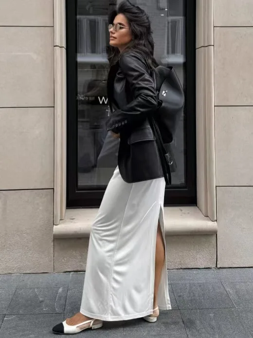 تنورة Faionable بقصة ضيقة مستديرة Ne مثيرة بشق Dr للسيدات صيفية طويلة Dr l تنورة على شكل حرف a Sle No Sve A-Word #4