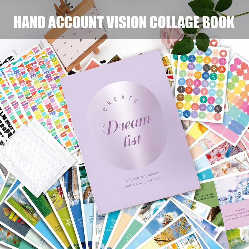 2025 Vision Board Planning Plan Production Table, Punch Card Stickers Dream List DIY Stickers