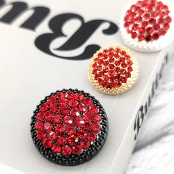 18/23/25MM Luxury Red Rhinestone Metal Buttons Of Clothing High Fashion Quality Round Luxury Jewelry Button For Sewing DIY