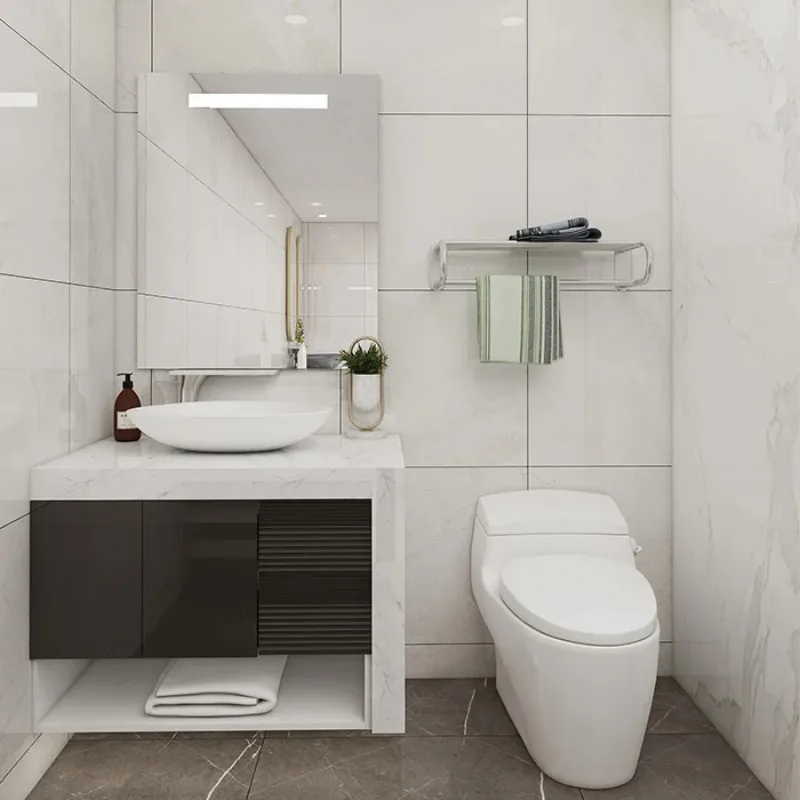 Set di mobili da bagno completi classici di lusso europei, stile shaker, doppio lavabo, grande vanità in legno naturale