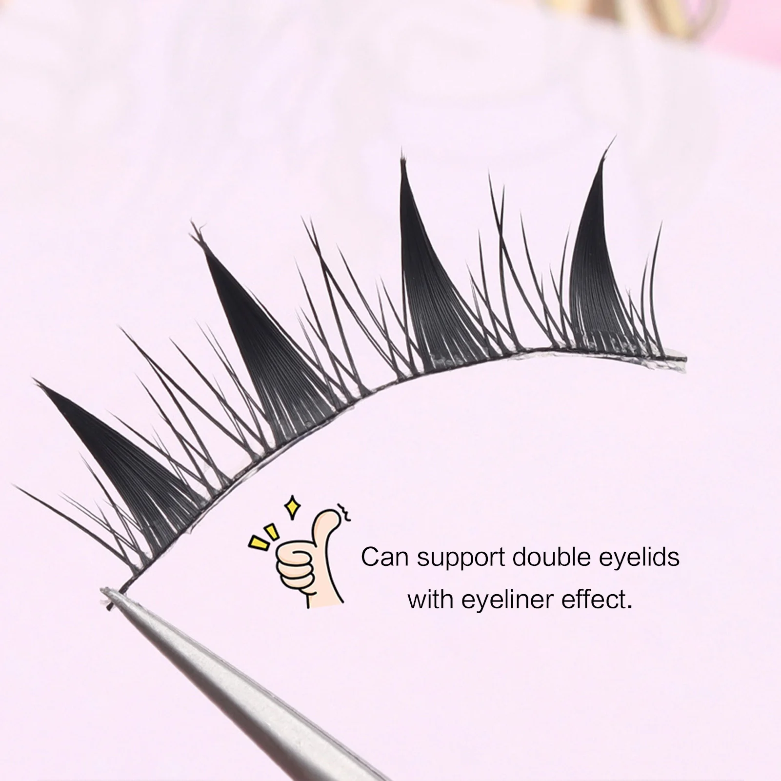 Cat Eyes Comic Fake Lashes Ultra Thin Band False Eyelashes 7-13mm Mixed Length Curl Natural Volume Fluffy Look For Daily Makeup