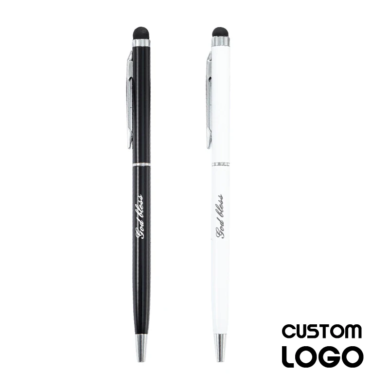 

10Pcs Custom Logo Black White Screen Touch Metal Ballpoint Pen Personalized Laser Name Teacher Gift Advertising Stationery