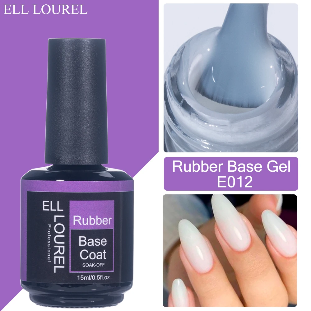 ELL LOUREL Rubber Base Gel Nail Polish Jelly Milky White 15ML Vernis Semi Permanent UV French Acrylic Nail Gel Polish Varnish