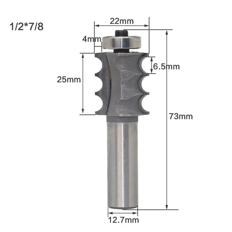 1PC 1/2 "12,7 MM Schaft Fräser Holz Carving Triple Bead/Säule Form Router Bit Holzbearbeitung Werkzeuge woodruff Keyseat Bits
